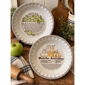 Vintage Royal China Co Recipe Pie Plates Apple Pie Quiche Lorraine Set of 2